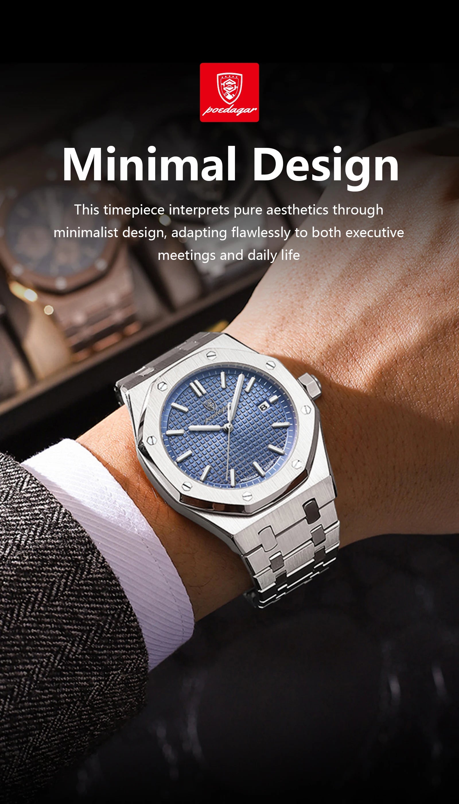 Luxury Men's Waterproof Quartz Stainless Steel Wristwatch Fashion