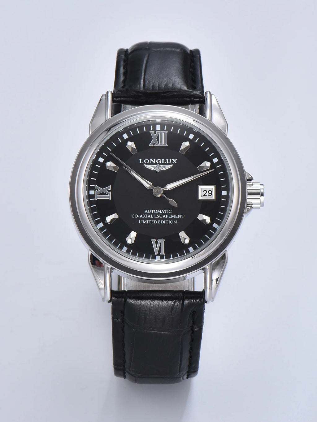 Men automatic mechanical watch waterproof leather date gift