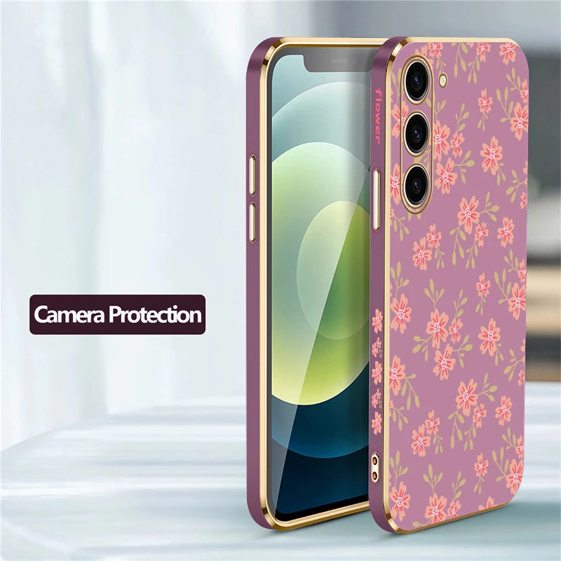 Floral silicone shockproof case for Samsung Galaxy phones