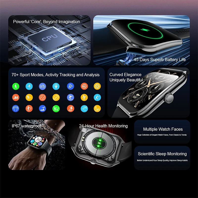 Ultra Thin Smartwatch AMOLED Display Call Reminder Fitness