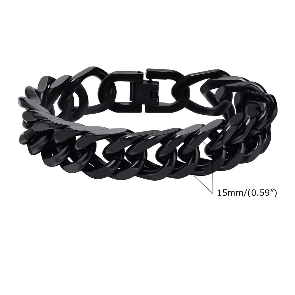Stainless steel double curb chain bracelet for men