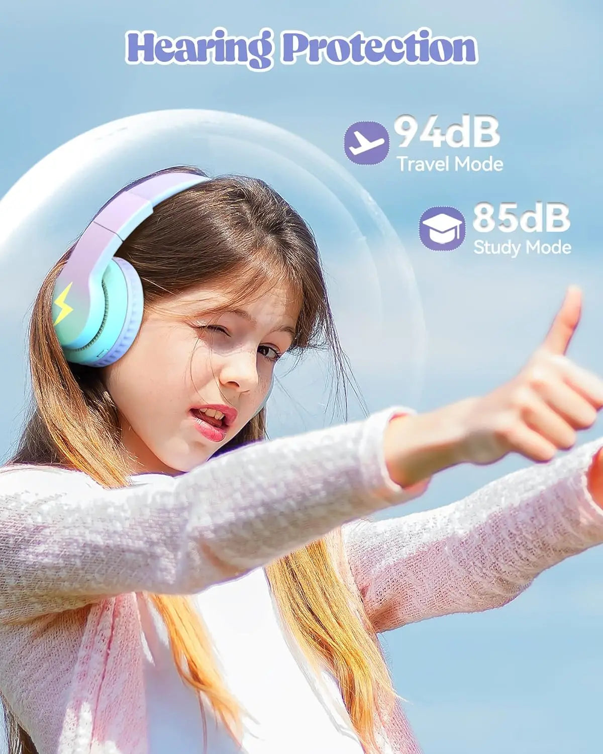 kids bluetooth headphones led over ear mic tablet