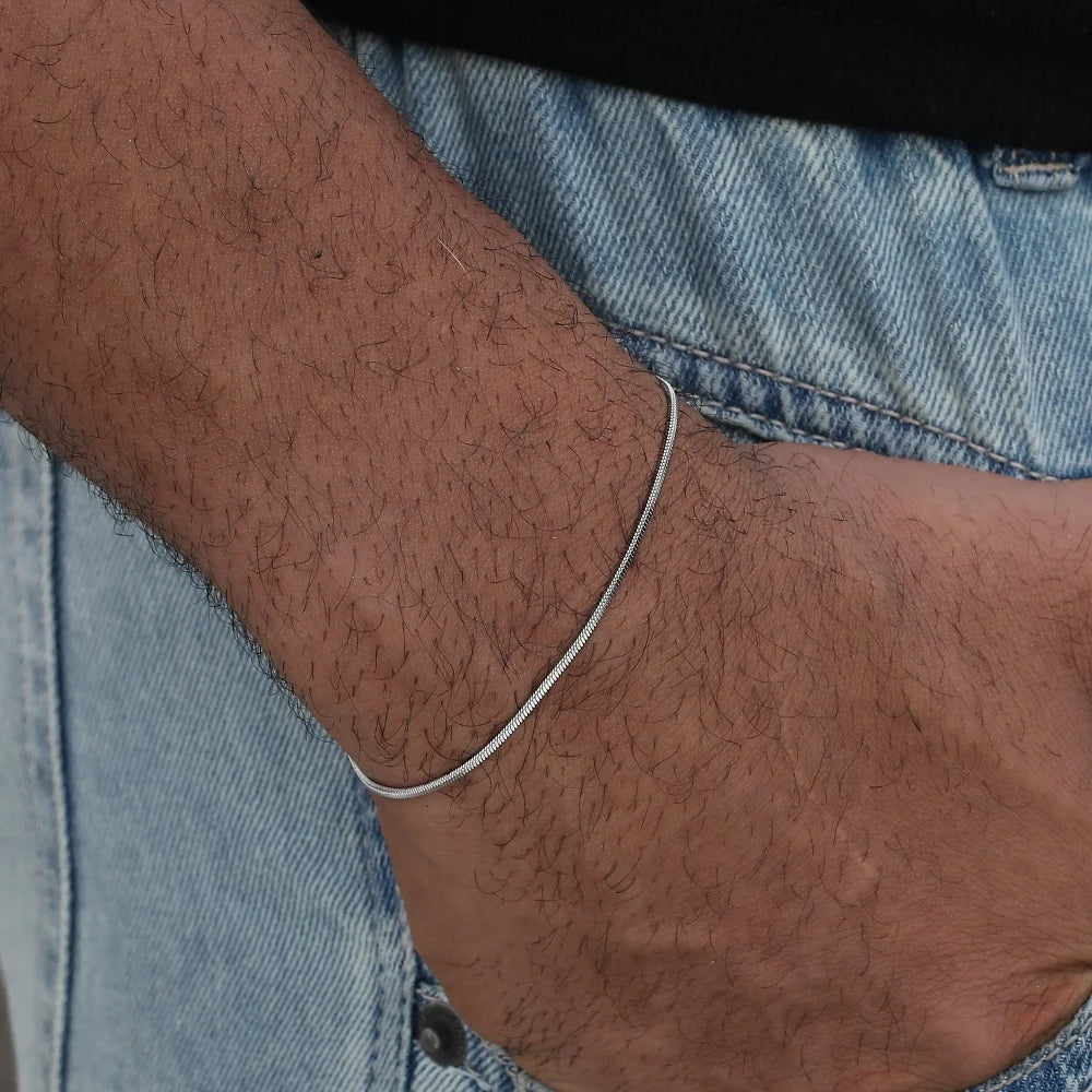 Trendy stainless steel square snake chain bracelet men women