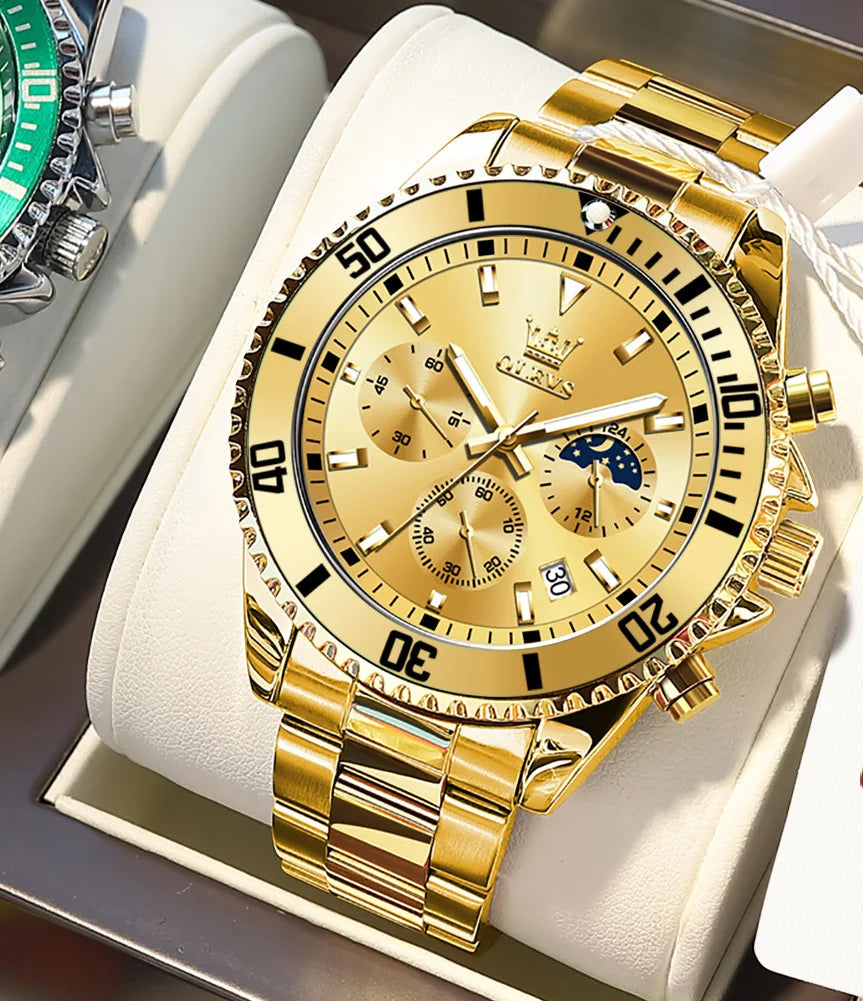 OLEVS Men Watches Luxury Waterproof Stainless Steel Chronograph