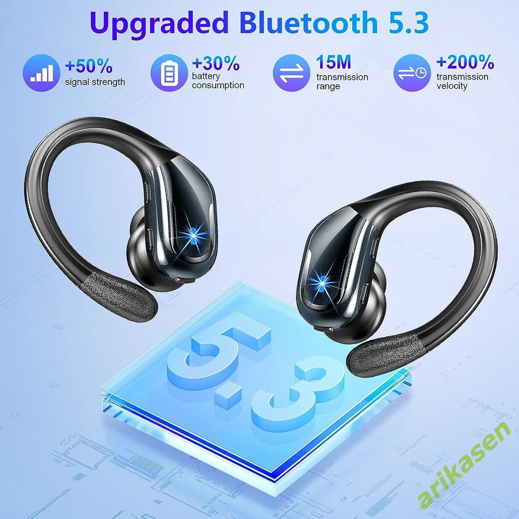 Sport wireless earbuds waterproof noise cancelling stereo longplay