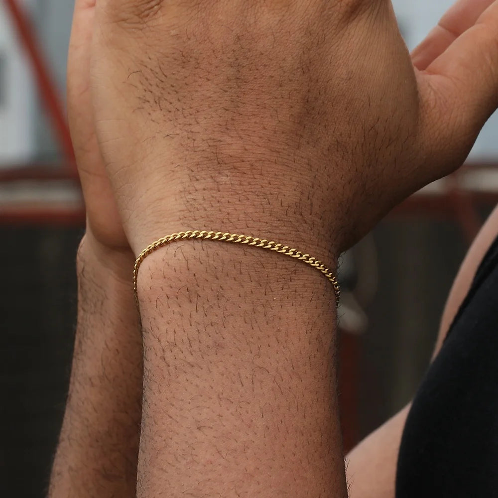 Men's 3mm Cuban Chain Bracelet Stainless Steel Adjustable