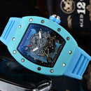 Luxury Barrel Watch Hollow Quartz Design Transparent Men’s Fashion Timepiece