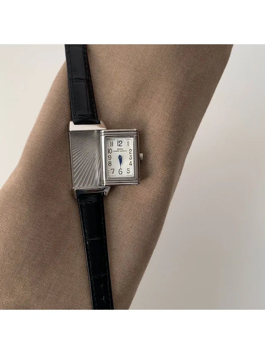 Retro Leather Quartz Digital Square Watch