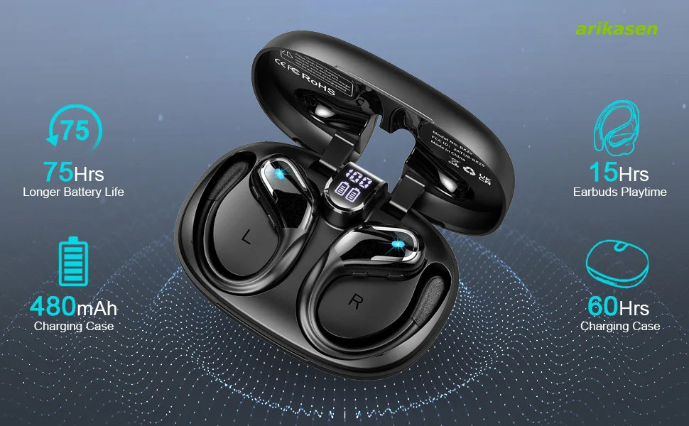 Sport wireless earbuds waterproof noise cancelling stereo longplay