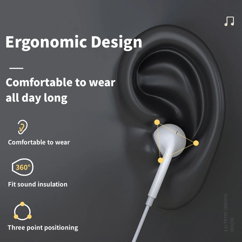 Type-C wired earbuds Samsung Xiaomi Huawei VIVO in-ear