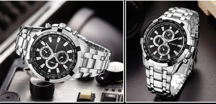 CURREN Men Quartz Watch Waterproof Large Dial