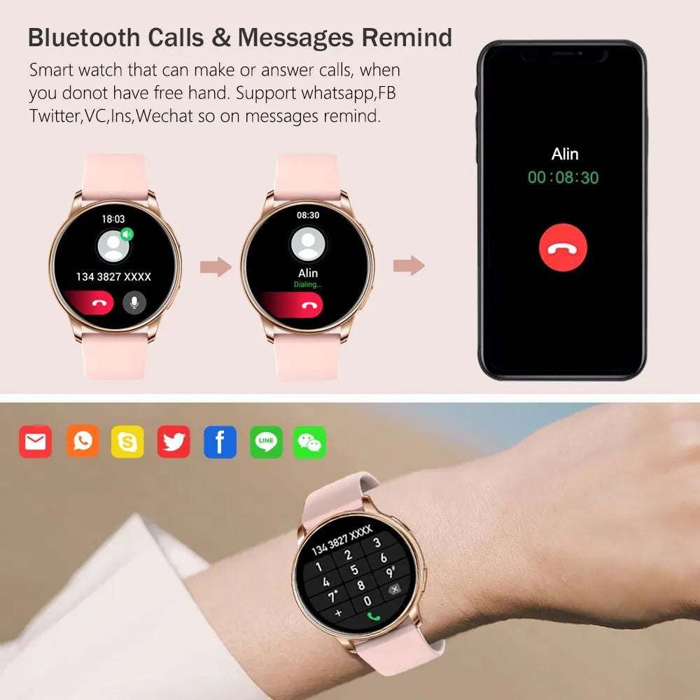 women smartwatch bluetooth fitness health sport android ios