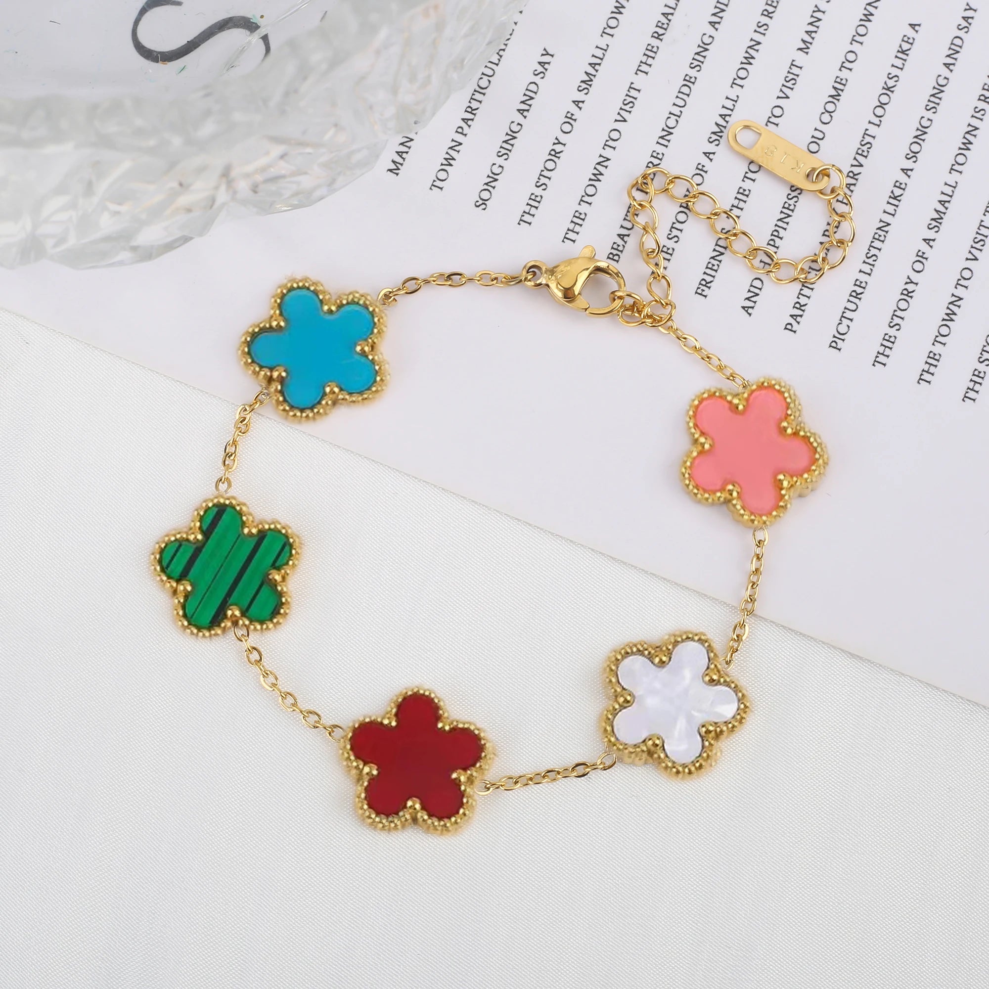Luxury stainless steel clover bracelet women adjustable fashion