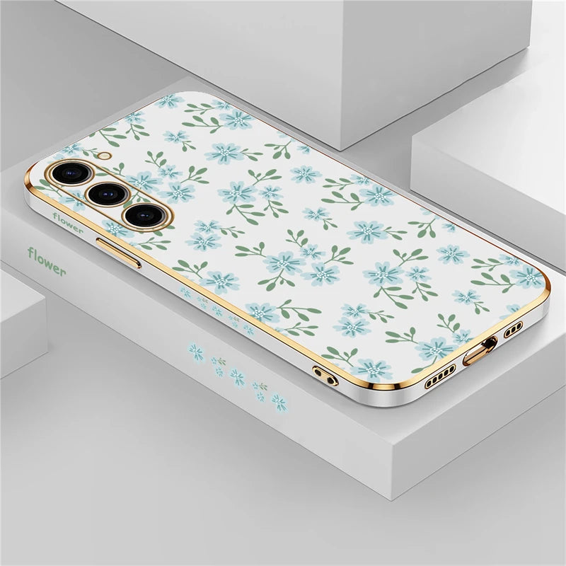 Floral silicone shockproof case for Samsung Galaxy phones