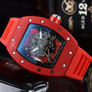 Luxury Barrel Watch Hollow Quartz Design Transparent Men’s Fashion Timepiece