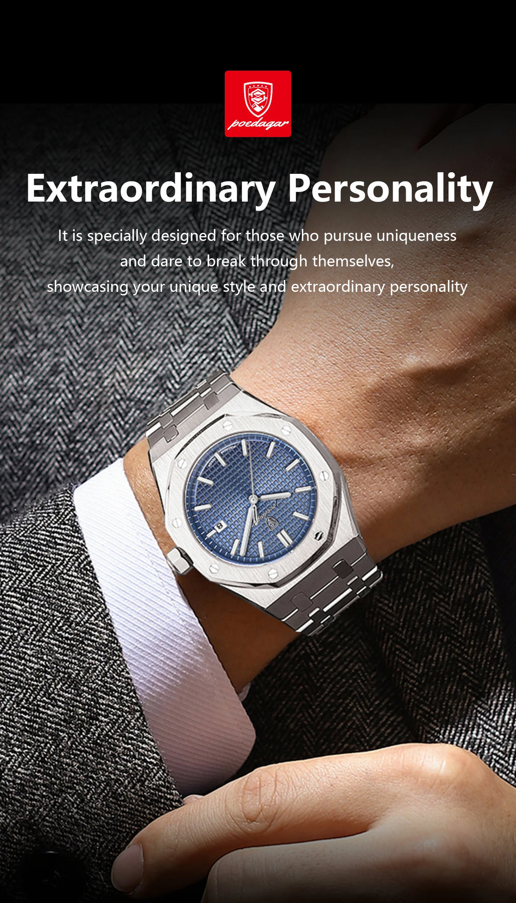 Luxury Men's Waterproof Quartz Stainless Steel Wristwatch Fashion