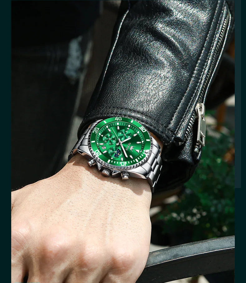 OLEVS Men Watches Luxury Waterproof Stainless Steel Chronograph