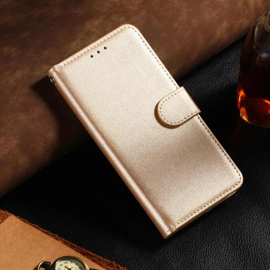 Leather flip wallet case for Samsung phone models