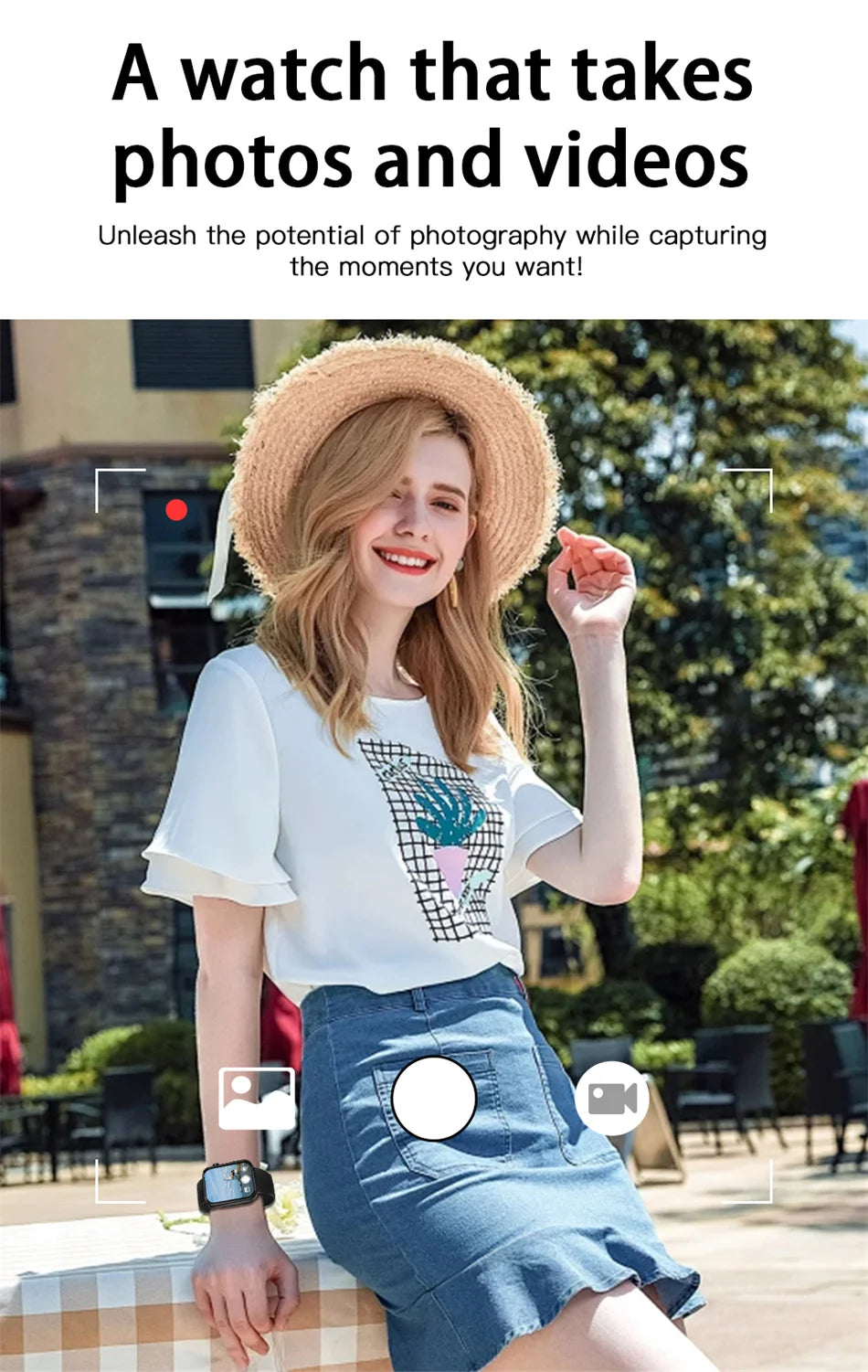 Smartwatch Fitness HeartRate Camera Bluetooth