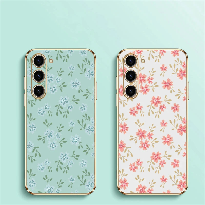 Floral silicone shockproof case for Samsung Galaxy phones