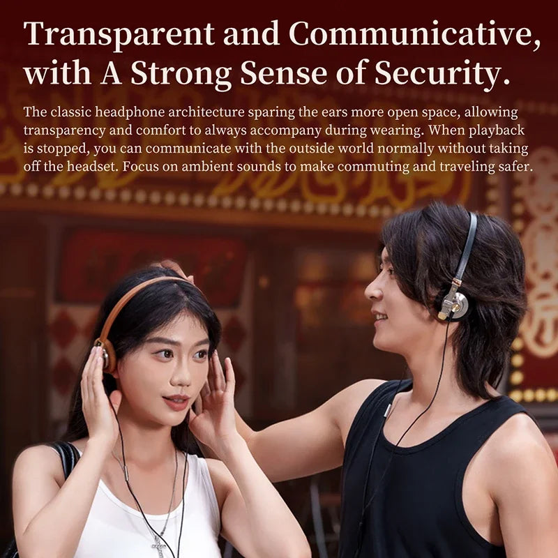 Vintage HiFi Metal Headphones Retro Wired Over Ear MMCX