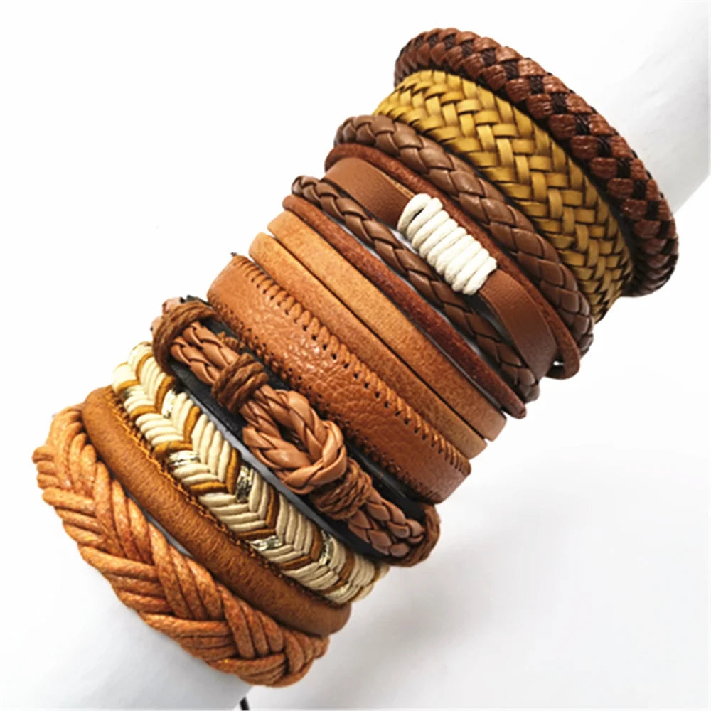 Stylish black woven bracelets handmade leather fashion gift