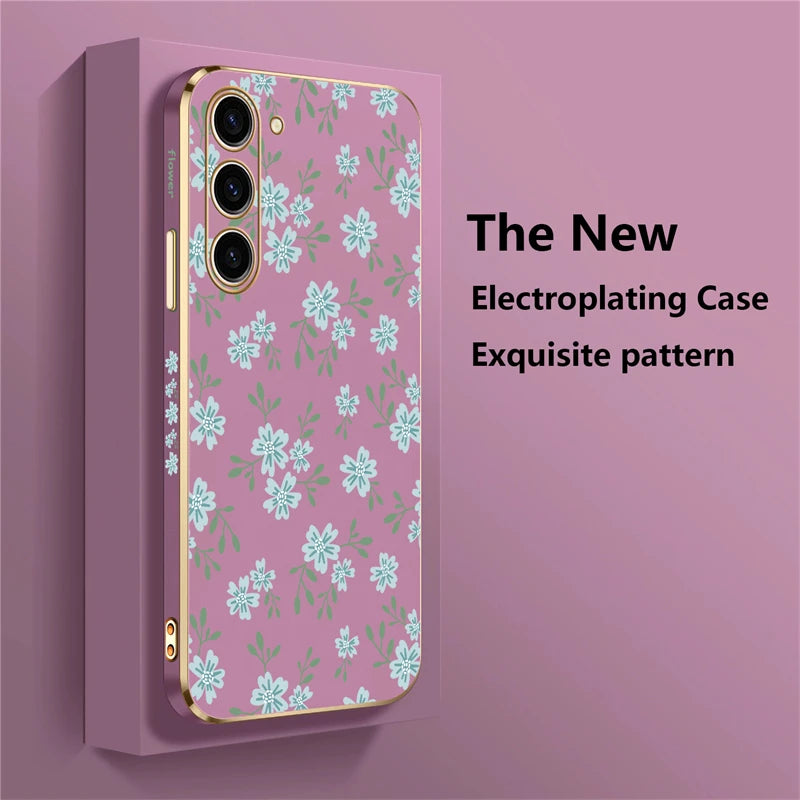 Floral silicone shockproof case for Samsung Galaxy phones
