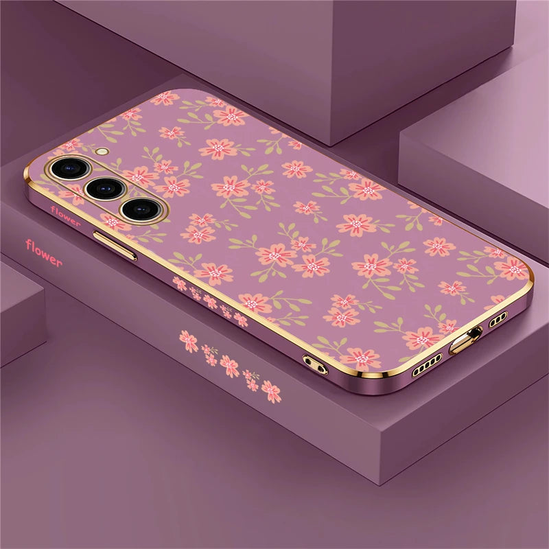 Floral silicone shockproof case for Samsung Galaxy phones