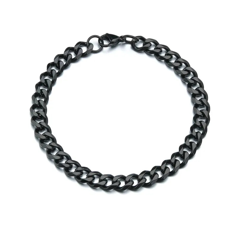 Stainless Steel Cuban Chain Bracelet Men Women Jewelry