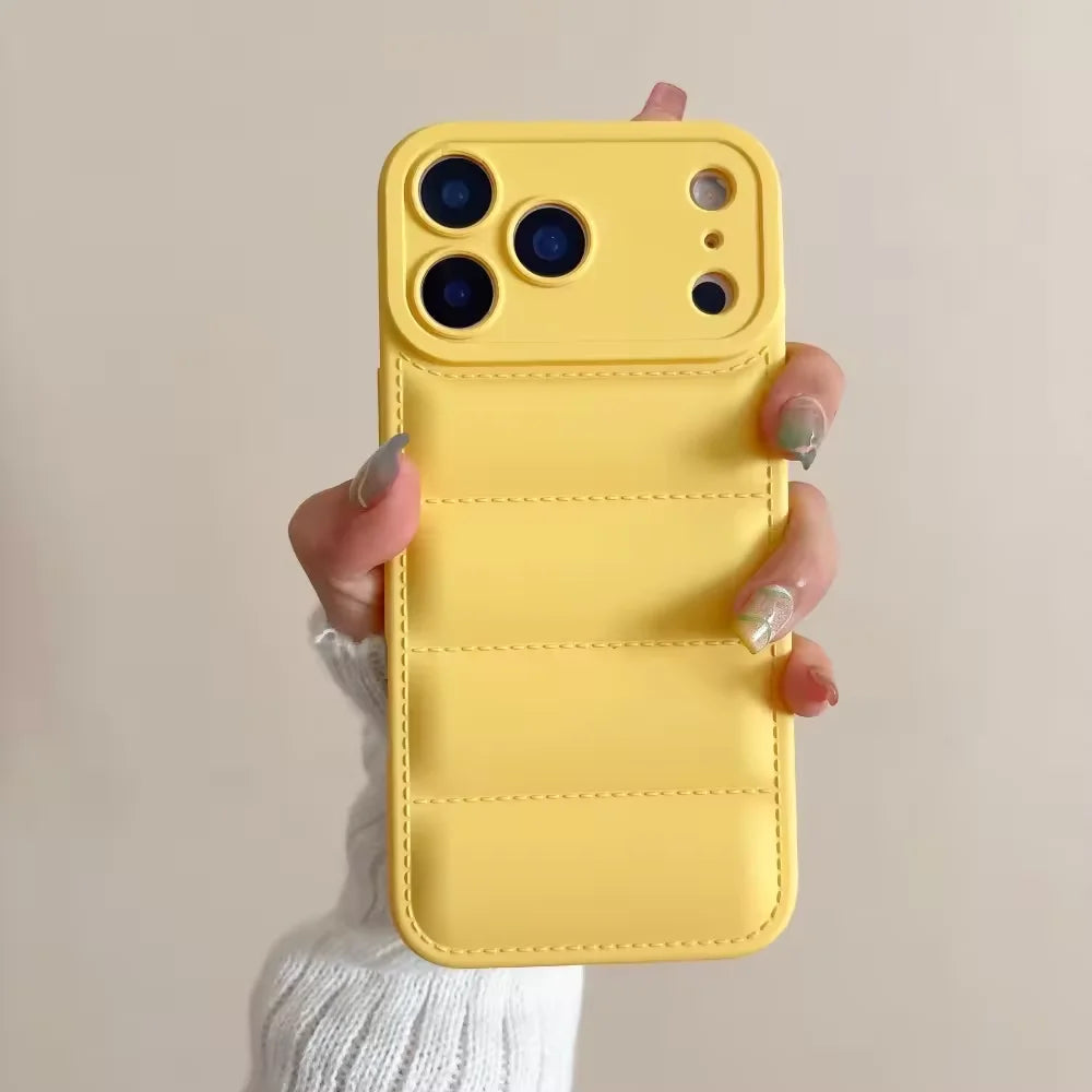 Luxury puffer iPhone case winter soft silicone protection