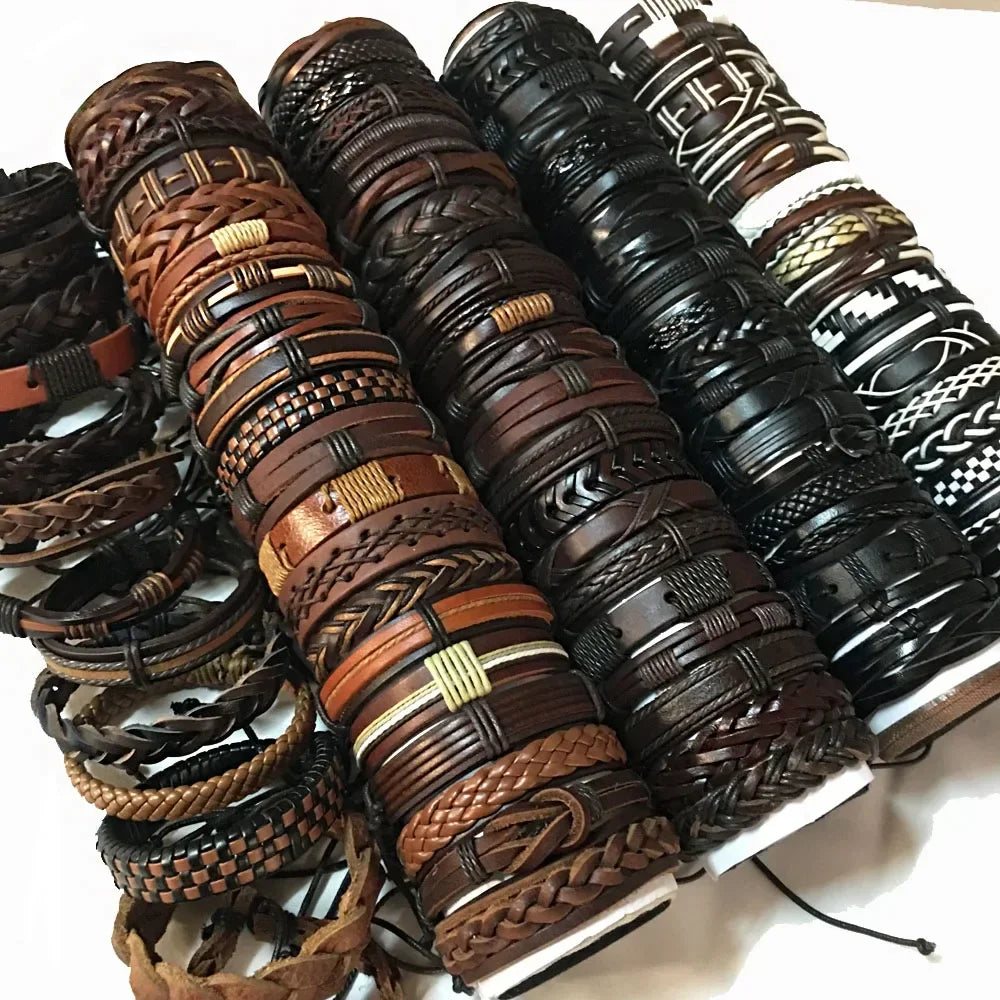 Stylish handmade woven leather bracelets for men women